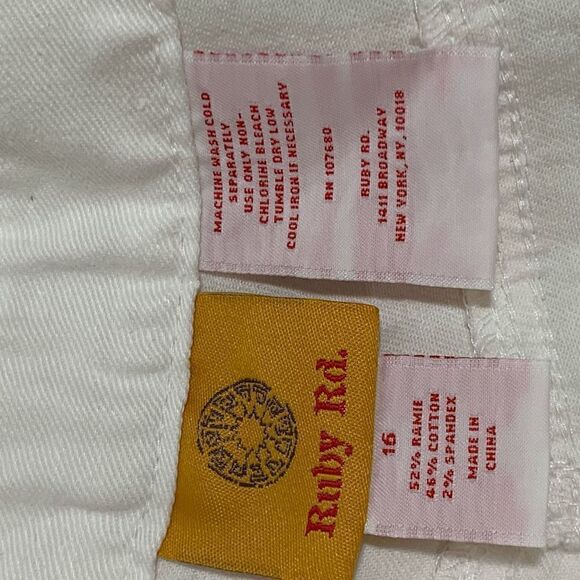 Ruby Rd. Classic Flat Front White Denim Jean - Picture 7 of 7